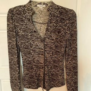 Zebra print button up top
